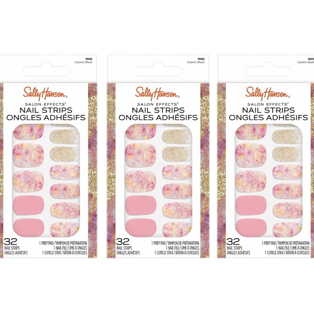 3 Pack Sally Hansen Salon Effects Nail Strips-Cosmic Blush